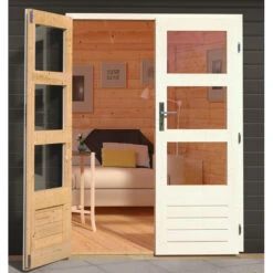 Abri De Jardin En Bois Massif Gris Terre 5,95m² Kandern 3 Avec Appentis 235cm Et Paroi Arrière – Karibu -Jardin Soldes abri de jardin en bois massif gris terre 595m kandern 3 avec appentis 235cm et paroi arriere woodfeeling 4