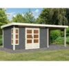 Abri De Jardin En Bois Massif Gris Terre 8,88m² Kastorf 7 Avec Appentis 260cm Et Paroi Arrière – Karibu -Jardin Soldes abri de jardin en bois massif gris terre 888m kastorf 7 avec appentis 260cm et paroi arriere karibu