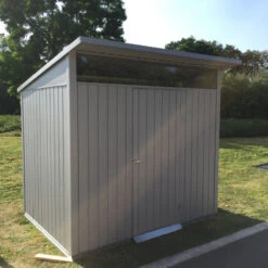 Abri De Jardin En Métal Gris 3,92m² + Kit D'ancrage + Kit De Fondation DURAMAX