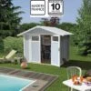 Abri De Jardin En PVC 4,9m² UTILITY Blanc Et Gris Bleu Grosfillex + Kit Ancrage Offert