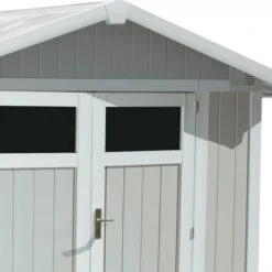 Abri De Jardin En PVC 4,9m² UTILITY Blanc Et Gris Bleu Grosfillex + Kit Ancrage Offert -Jardin Soldes abri de jardin en pvc 49m utility blanc et gris bleu grosfillex 5