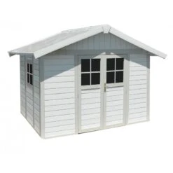 Abri De Jardin En PVC 7,5m² DECO Blanc Et Gris Vert Grosfillex + Kit Ancrage Offert -Jardin Soldes abri de jardin en pvc 75m deco blanc et gris vert grosfillex 1