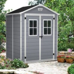 Abri De Jardin En Résine 2,8m² Gris Clair Premium 65 DPF + Plancher Keter