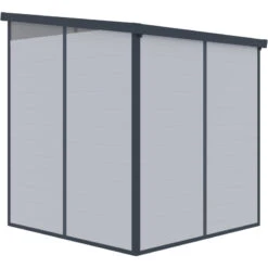 Abri De Jardin En Résine 3,24m² Gris Clair Toit Monopente Skylight + Plancher - Jobu -Jardin Soldes abri de jardin en resine 324m gris clair toit plat skylight plancher jobu 3