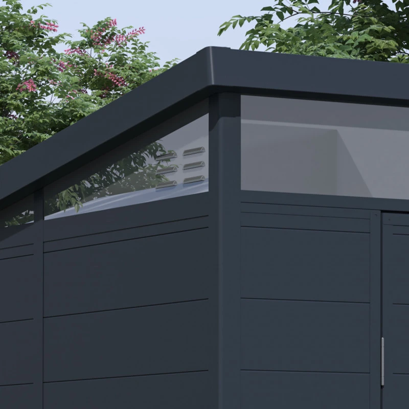 Abri De Jardin En Résine 4,10m² Anthracite Toit Monopente Skylight + Plancher - Jobu 5 Abri De Jardin En Résine 4,10m² Anthracite Toit Monopente Skylight + Plancher - Jobu – Image 3