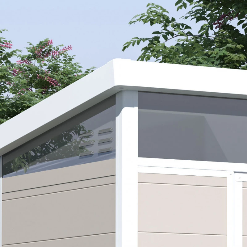 Abri De Jardin En Résine 4,10m² Beige Toit Monopente Skylight + Plancher - Jobu 5 Abri De Jardin En Résine 4,10m² Beige Toit Monopente Skylight + Plancher - Jobu – Image 3