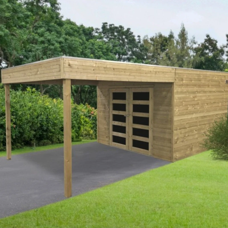 Abri De Jardin Matera 17,04m² En Bois Traité Autoclave 19mm Avec Terrasse Couverte - SOLID 3 Abri De Jardin Matera 17,04m² En Bois Traité Autoclave 19mm Avec Terrasse Couverte - SOLID