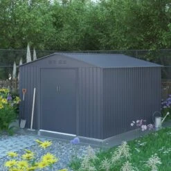 Abri De Jardin Métal 8,84m² FIRST Anthracite + Kit D'ancrage X-METAL