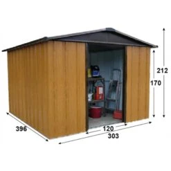 Abri De Jardin Métal Aspect Bois Et Marron 12m² + Kit D'ancrage Inclus - YARDMASTER -Jardin Soldes abri de jardin metal aspect bois et marron 12m kit d ancrage inclus yardmaster 2