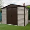 Abri De Jardin Métal Beige Et Marron 5,97m² + Kit D'ancrage Inclus - YARDMASTER -Jardin Soldes abri de jardin metal beige et marron 597m kit d ancrage inclus yardmaster