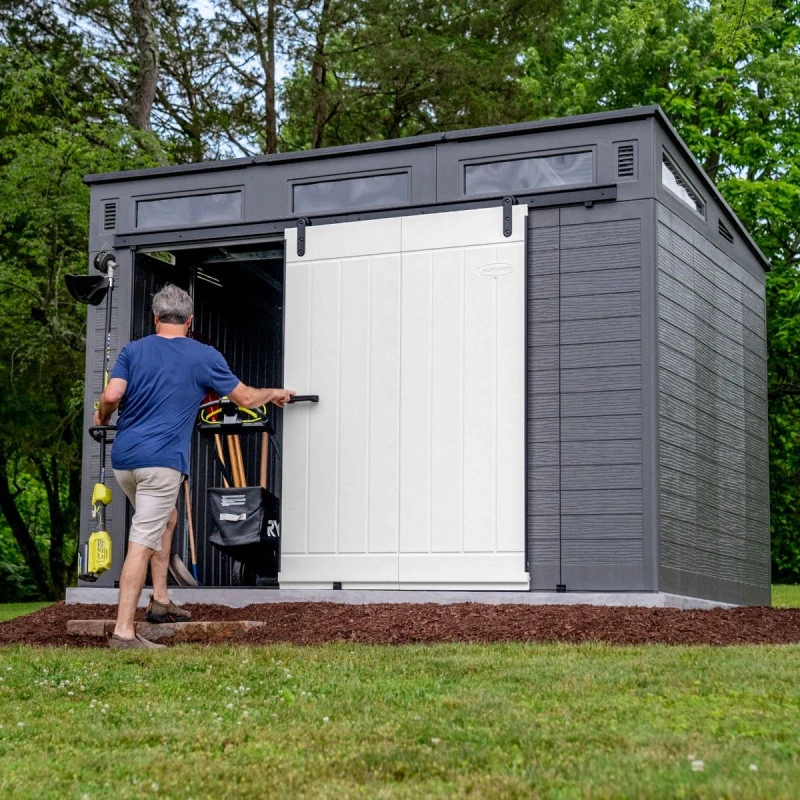 Abri De Jardin Polyéthylène 25mm Gris Foncé 7,30m² Modern + Plancher - SUNCAST 6 Abri De Jardin Polyéthylène 25mm Gris Foncé 7,30m² Modern + Plancher - SUNCAST – Image 4