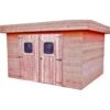 Abri Toit Plat DINAN 7,97m² Madriers Douglas 28mm + Couverture Bac Acier - HABRITA -Jardin Soldes abri dinan 797m en madriers douglas 28mm sans plancher habrita