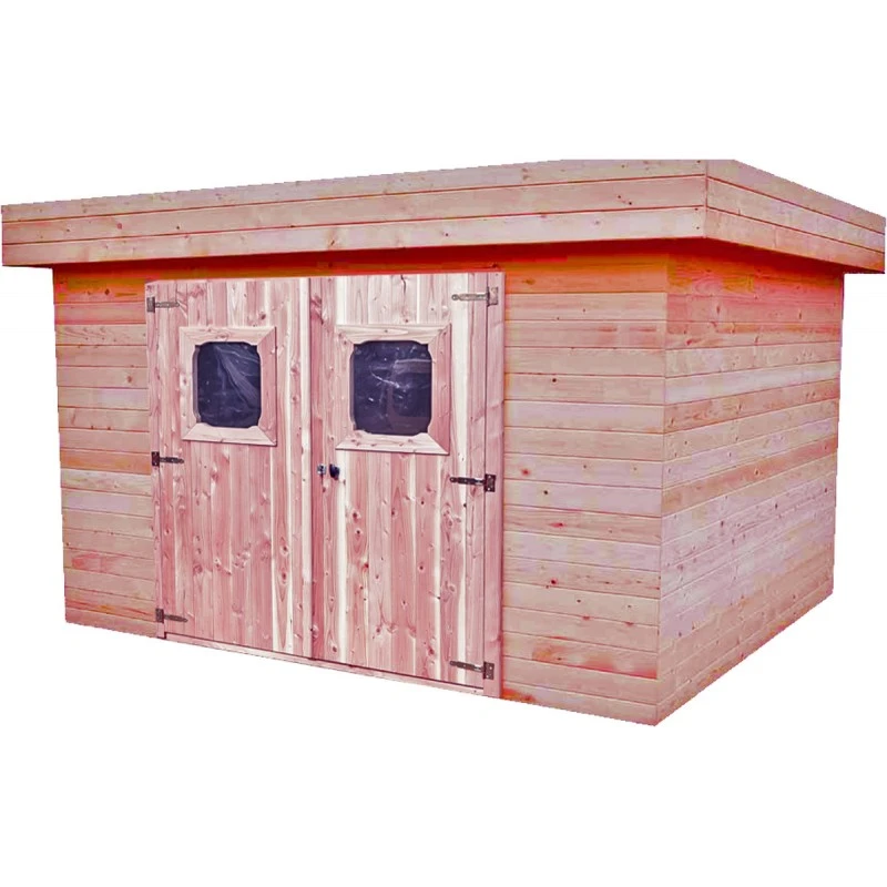 Abri Toit Plat DINAN 7,97m² Madriers Douglas 28mm + Couverture Bac Acier - HABRITA 3 Abri Toit Plat DINAN 7,97m² Madriers Douglas 28mm + Couverture Bac Acier - HABRITA