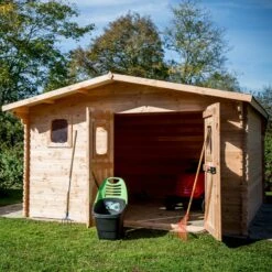 Abri De Jardin En Douglas DOMMAR 15,27m² Madriers 28mm + Couverture Onduline - HABRITA -Jardin Soldes abri dommar 1527m en madriers douglas 28mm sans plancher habrita 5