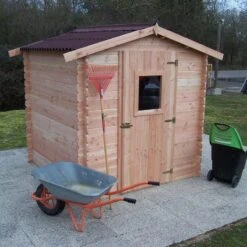 Abri De Jardin En Douglas DUBLIN 4,28m² Madriers 28mm + Couverture Onduline - HABRITA -Jardin Soldes abri dublin 428m en madriers douglas 28mm sans plancher habrita 4