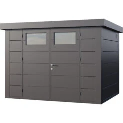 Abri En Acier Galvanisé Gris Anthracite 7,1m² Avec Double Porte Eleganto 3024 Telluria