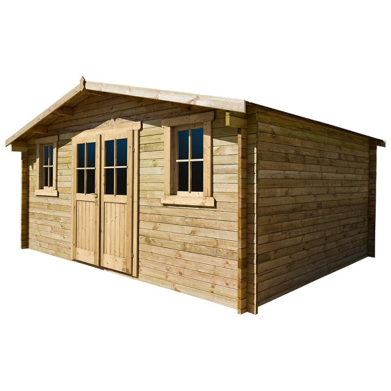 Abri En Bois Massif 16m² PLUS 28mm Traité Teinté Marron Gardy Shelter 3 Abri En Bois Massif 16m² PLUS 28mm Traité Teinté Marron Gardy Shelter