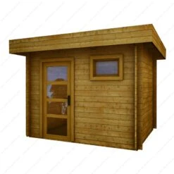 Abri En Bois Massif 7,5m² MODERNE Traité Marron 28mm Gardy Shelter -Jardin Soldes abri en bois massif 75m moderne traite marron 28mm gardy shelter 3