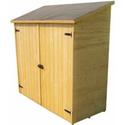 Abri Mural En Bois Brut 1m² Avec 2 étagères De Rangement - Habrita -Jardin Soldes abri mural en bois brut 1m avec 2 etageres de rangement habrita 3