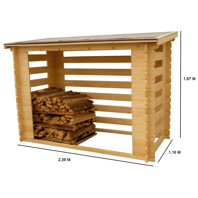 Abri Range-bûches 4 Stères Madriers Massif 20mm Certifié 4 Abri Range-bûches 4 Stères Madriers Massif 20mm Certifié – Image 2