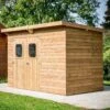 Abri Theora 6,45m² En Bois Thermo Traité Et Toiture Onduline HABRITA -Jardin Soldes abri theora 645m en bois thermo traite et toiture onduline habrita