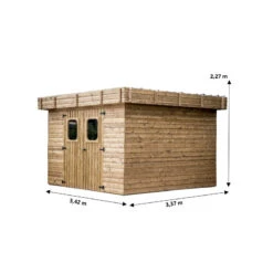 Abri Thizy 11,53m² En Bois Thermo Traité Et Toiture En Acier HABRITA -Jardin Soldes abri thizy 1153m en bois thermo traite et toit en acier habrita 2