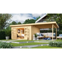 Abri Toit Plat 13,60m² Bois Massif 40mm Northeim 5 Avec Appentis 330cm – Karibu -Jardin Soldes abri toit plat 1360m bois massif 40mm northeim 5 avec appentis 330cm woodfeeling 2