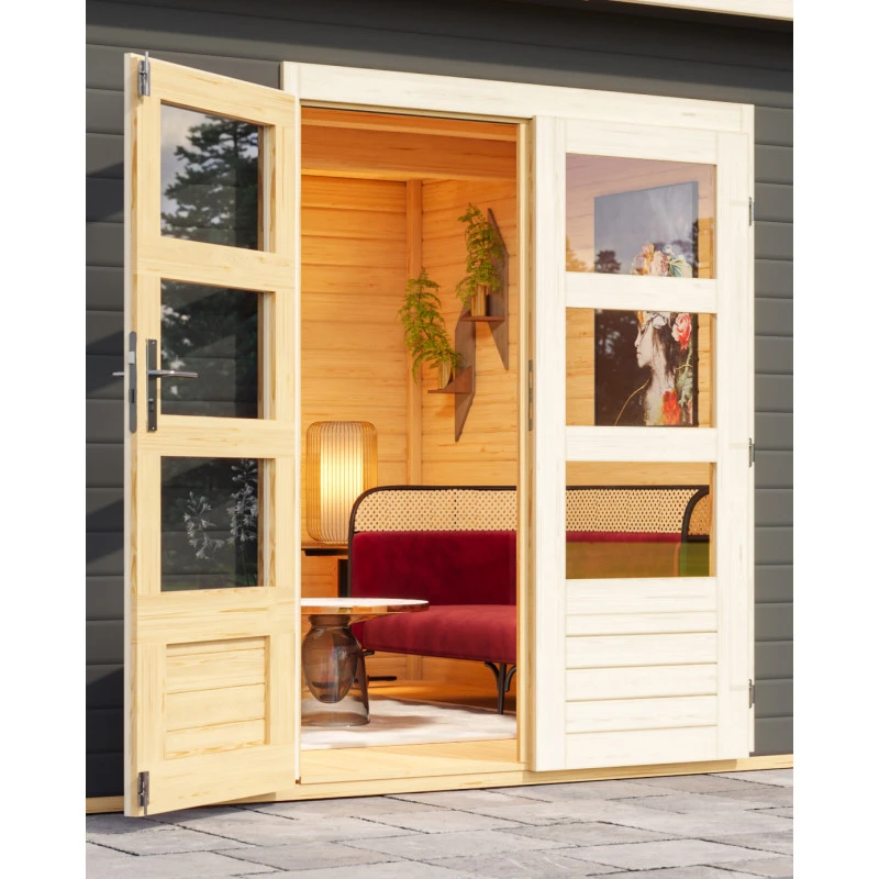 Abri Toit Plat 13,60m² Bois Massif Gris Terre 40mm Northeim 5 – Karibu 8 Abri Toit Plat 13,60m² Bois Massif Gris Terre 40mm Northeim 5 – Karibu – Image 6