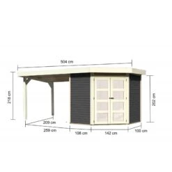 Abri Toit Plat 4,62m² Goldendorf 3 + Auvent En Bois Vitrifié Gris 19mm - Karibu -Jardin Soldes abri toit plat 462m goldendorf 3 auvent en bois vitrifie gris 19mm karibu 2