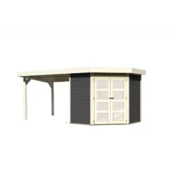 Abri Toit Plat 4,62m² Goldendorf 3 + Auvent En Bois Vitrifié Gris 19mm - Karibu -Jardin Soldes abri toit plat 462m goldendorf 3 auvent en bois vitrifie gris 19mm karibu 5
