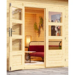 Abri Toit Plat 9,55m² Bois Massif 40mm Northeim 3 Avec Appentis 330cm – Karibu -Jardin Soldes abri toit plat 955m bois massif 40mm northeim 3 avec appentis 330cm woodfeeling 4