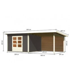 Abri Toit Plat 9,55m² Bois Massif Gris Terre 40mm Northeim 3 Avec Appentis 330cm Et Paroi Arrière – Karibu -Jardin Soldes abri toit plat 955m bois massif gris terre 40mm northeim 3 avec appentis 330cm et paroi arriere woodfeeling 1