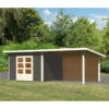 Abri Toit Plat 9,55m² Bois Massif Gris Terre 40mm Northeim 3 Avec Appentis 330cm Et Paroi Arrière – Karibu -Jardin Soldes abri toit plat 955m bois massif gris terre 40mm northeim 3 avec appentis 330cm et paroi arriere woodfeeling