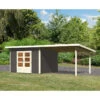 Abri Toit Plat 9,55m² Bois Massif Gris Terre 40mm Northeim 3 Avec Appentis 330cm – Karibu -Jardin Soldes abri toit plat 955m bois massif gris terre 40mm northeim 3 avec appentis 330cm woodfeeling