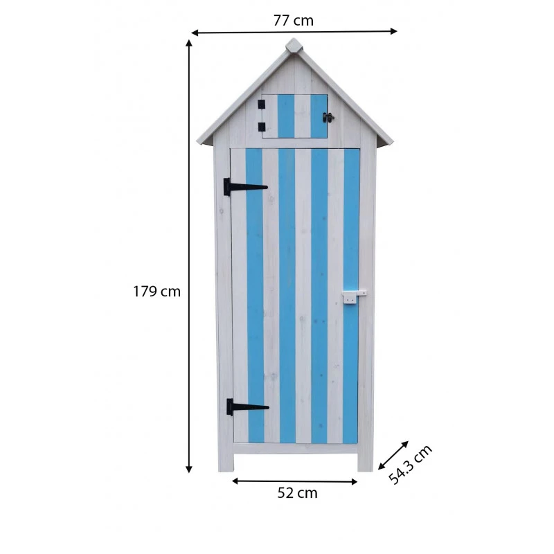 Armoire De Jardin En Bois Lasuré Bleu Et Blanc 0,41m² - Habrita 4 Armoire De Jardin En Bois Lasuré Bleu Et Blanc 0,41m² - Habrita – Image 2