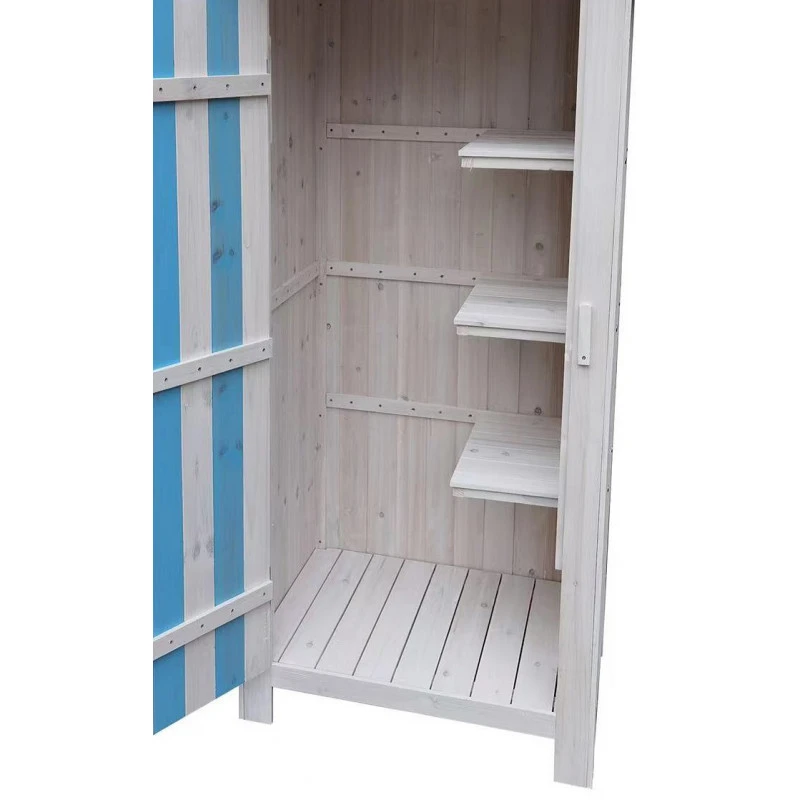 Armoire De Jardin En Bois Lasuré Bleu Et Blanc 0,41m² - Habrita 7 Armoire De Jardin En Bois Lasuré Bleu Et Blanc 0,41m² - Habrita – Image 5