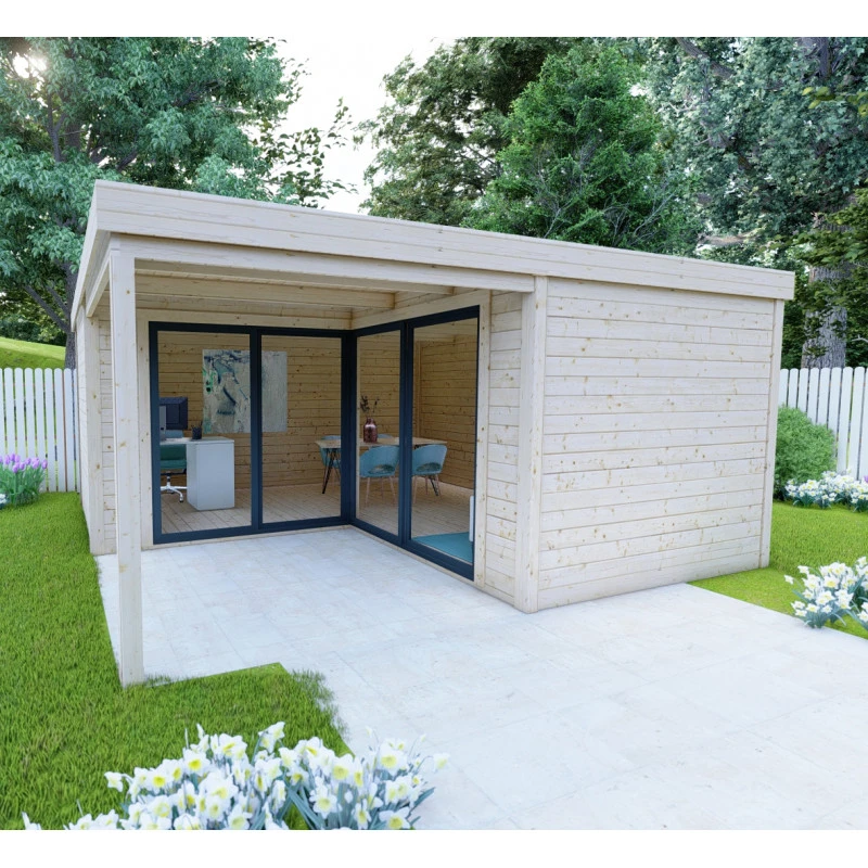 Bureau De Jardin En Bois Massif Avec Terrasse 18,6m² - Madriers 40mm Gardy Shelter 8 Bureau De Jardin En Bois Massif Avec Terrasse 18,6m² - Madriers 40mm Gardy Shelter – Image 6
