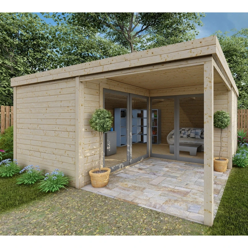 Bureau De Jardin En Bois Massif Avec Terrasse 18,6m² - Madriers 40mm Gardy Shelter 3 Bureau De Jardin En Bois Massif Avec Terrasse 18,6m² - Madriers 40mm Gardy Shelter
