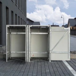 Cache-poubelle 2 Compartiments Müllbox En Aluminium Noir 2x240L – HIDE -Jardin Soldes cache poubelle 2 compartiments mullbox en aluminium noir 2x240l hide 2