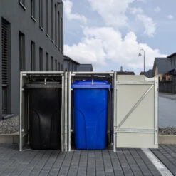 Cache-poubelle 2 Compartiments Müllbox En Aluminium Noir 2x240L – HIDE -Jardin Soldes cache poubelle 2 compartiments mullbox en aluminium noir 2x240l hide 4