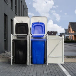 Cache-poubelle 2 Compartiments Müllbox En Aluminium Noir 2x240L – HIDE -Jardin Soldes cache poubelle 2 compartiments mullbox en aluminium noir 2x240l hide 5