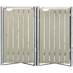 Cache-poubelle 2 Compartiments Müllbox En Bois Traité Gris 2x240L – HIDE -Jardin Soldes cache poubelle 2 compartiments mullbox en bois traite gris 2x240l hide 2