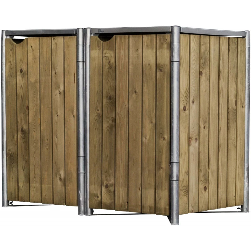Cache-poubelle 2 Compartiments Müllbox En Bois Traité Naturel 2x140L – HIDE 4 Cache-poubelle 2 Compartiments Müllbox En Bois Traité Naturel 2x140L – HIDE – Image 2