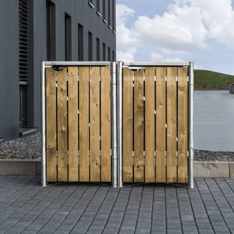 Cache-poubelle 2 Compartiments Müllbox En Bois Traité Naturel 2x140L – HIDE 6 Cache-poubelle 2 Compartiments Müllbox En Bois Traité Naturel 2x140L – HIDE – Image 4