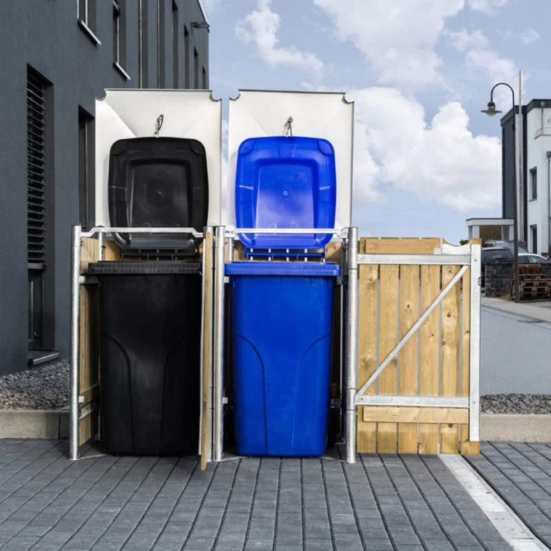 Cache-poubelle 2 Compartiments Müllbox En Bois Traité Naturel 2x140L – HIDE 3 Cache-poubelle 2 Compartiments Müllbox En Bois Traité Naturel 2x140L – HIDE