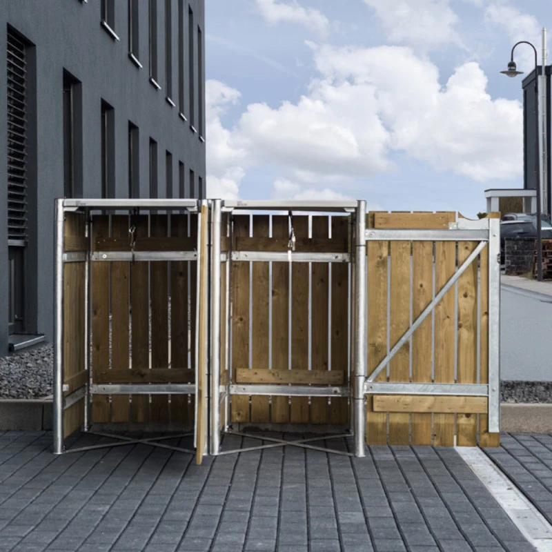 Cache-poubelle 2 Compartiments Müllbox En Bois Traité Naturel 2x240L – HIDE 3 Cache-poubelle 2 Compartiments Müllbox En Bois Traité Naturel 2x240L – HIDE