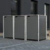 Cache-poubelle 3 Compartiments Müllbox En Aluminium Gris 3x240L – HIDE