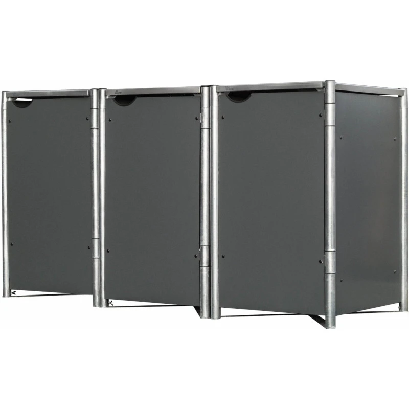 Cache-poubelle 3 Compartiments Müllbox En Aluminium Gris 3x240L – HIDE 5 Cache-poubelle 3 Compartiments Müllbox En Aluminium Gris 3x240L – HIDE – Image 3