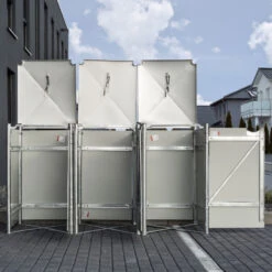 Cache-poubelle 3 Compartiments Müllbox En Aluminium Noir 3x140L – HIDE -Jardin Soldes cache poubelle 3 compartiments mullbox en aluminium noir 3x140l hide 4