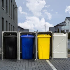 Cache-poubelle 3 Compartiments Müllbox En Aluminium Noir 3x140L – HIDE -Jardin Soldes cache poubelle 3 compartiments mullbox en aluminium noir 3x140l hide 5